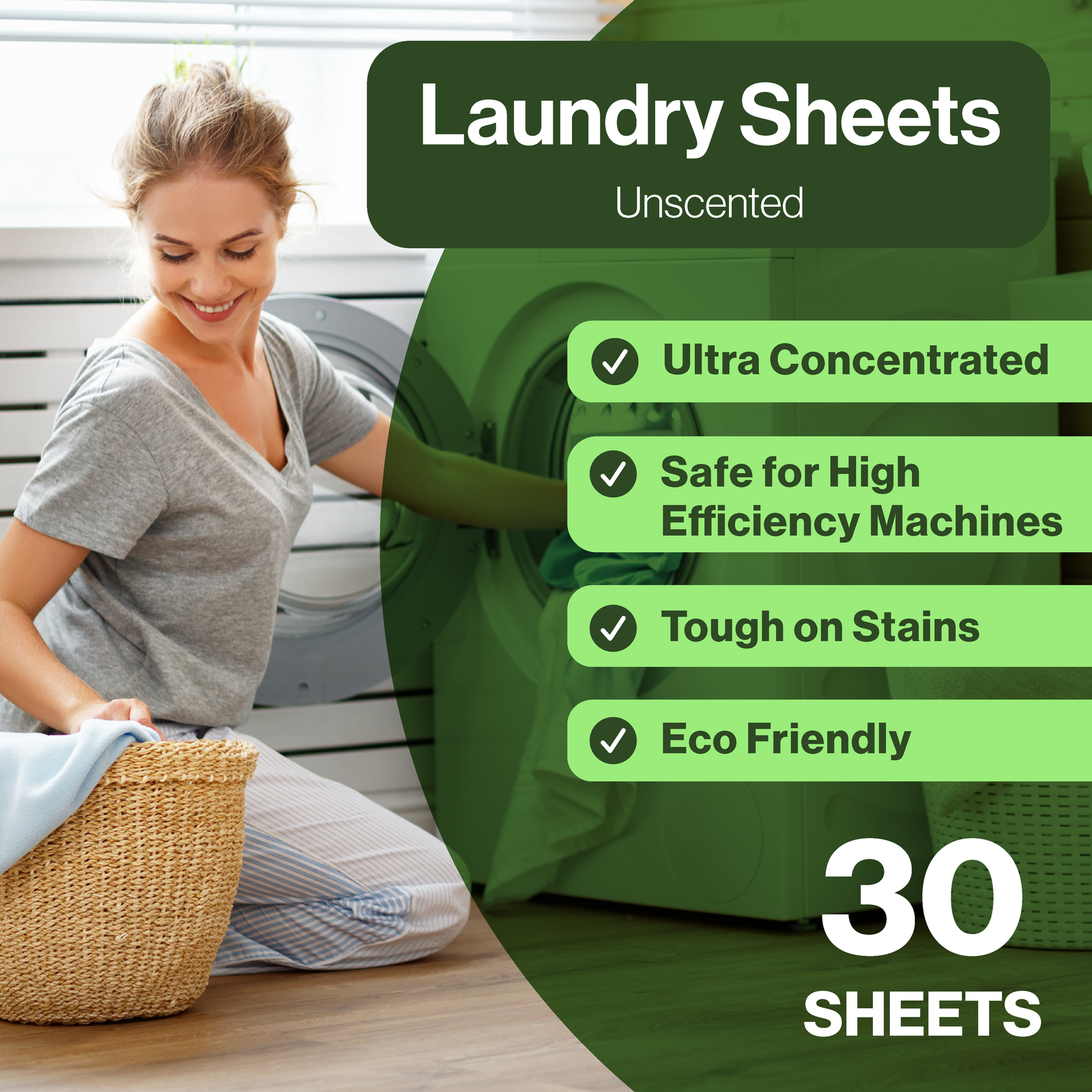 Laundry Detergent Sheets - 30 Count - Happy Elephant USA